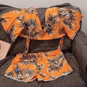 3XL Shein orange 2 piece outfit